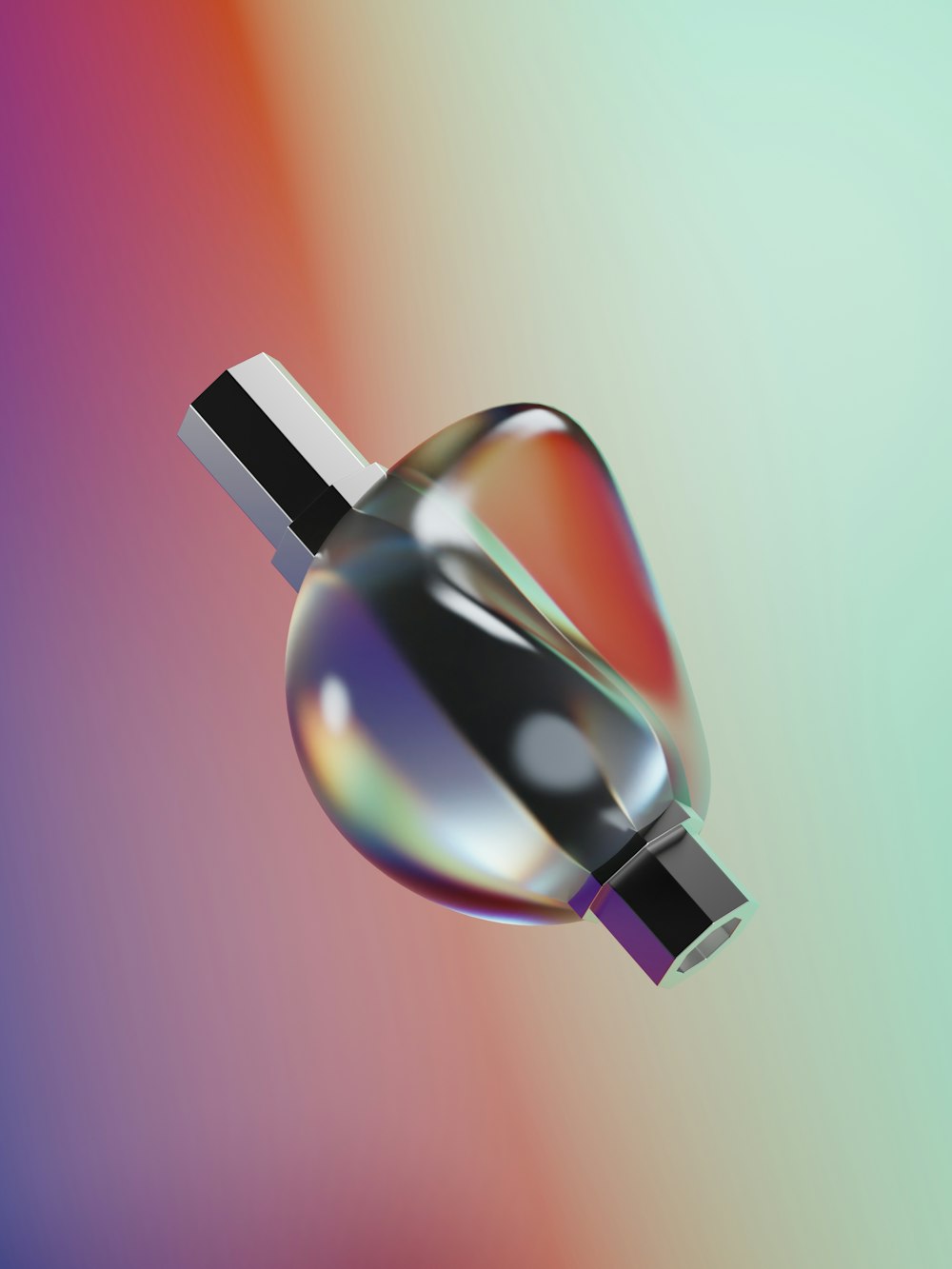 a close up of a glass object with a blurry background