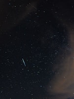 Photo capturing the Leonids meteor shower streaking across a dark night sky