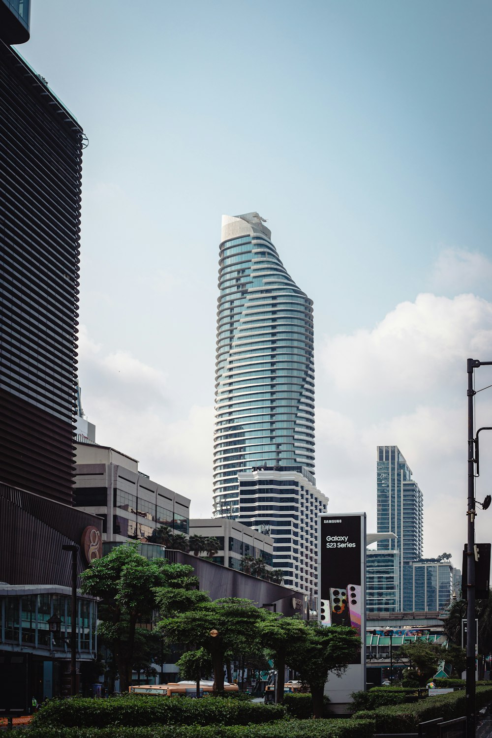 a city with tall buildings in the background