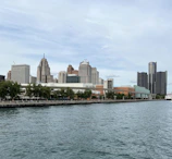 City skyline with visible water pipelines and digital data overlays.