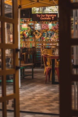 An inviting outdoor seating area with festive decor.