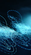 Screenshot of a generative art tool interface featuring swirling electric blue patterns on a near-black canvas.