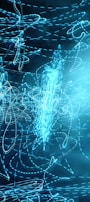 Abstract visualization of AI algorithms and neural networks in motion.
