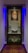 A small prayer altar features a portrait of Jesus with a sacred heart at the center. Below the portrait, two religious statues are positioned on either side, and a cross placed in the middle. An open book rests on a shelf below these items. The area is illuminated with soft blue lighting, and there are decorative elements such as plants and a patterned carpet.