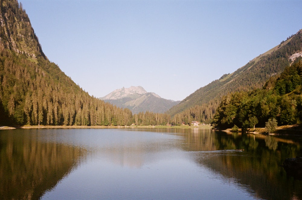 a large body of water surrounded by mountains