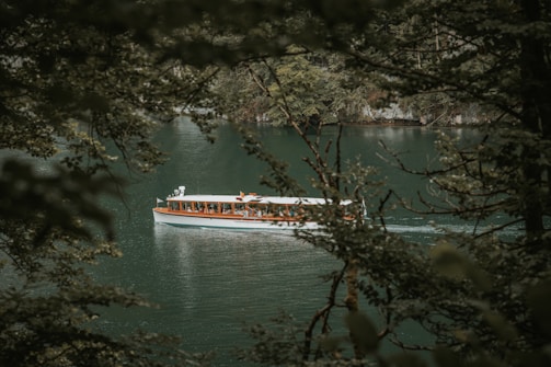 Tourists enjoying a peaceful boating experience on the lake.