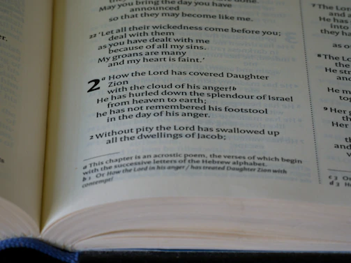 A close-up of hands flipping through a well-worn Bible during a class session.
