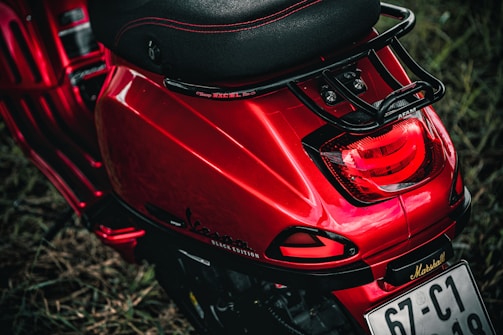 Close-up of a mobility scooter’s comfortable cushioned seat and controls.