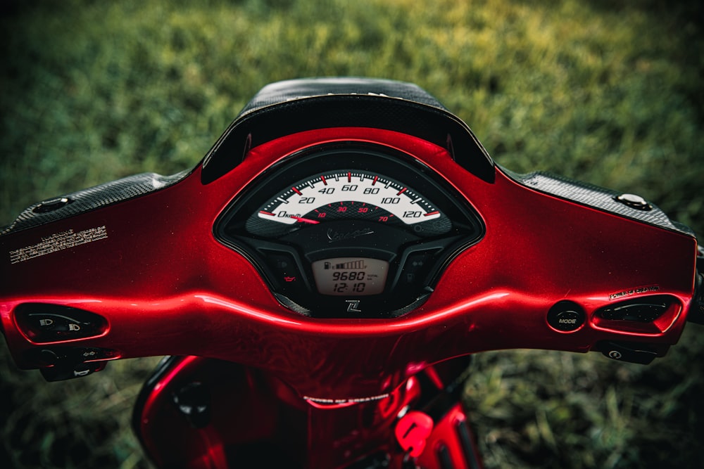 a close up of the speedometer on a motorcycle