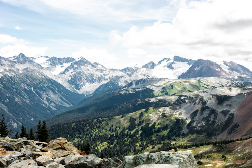 a view of a mountain range from a high point of view