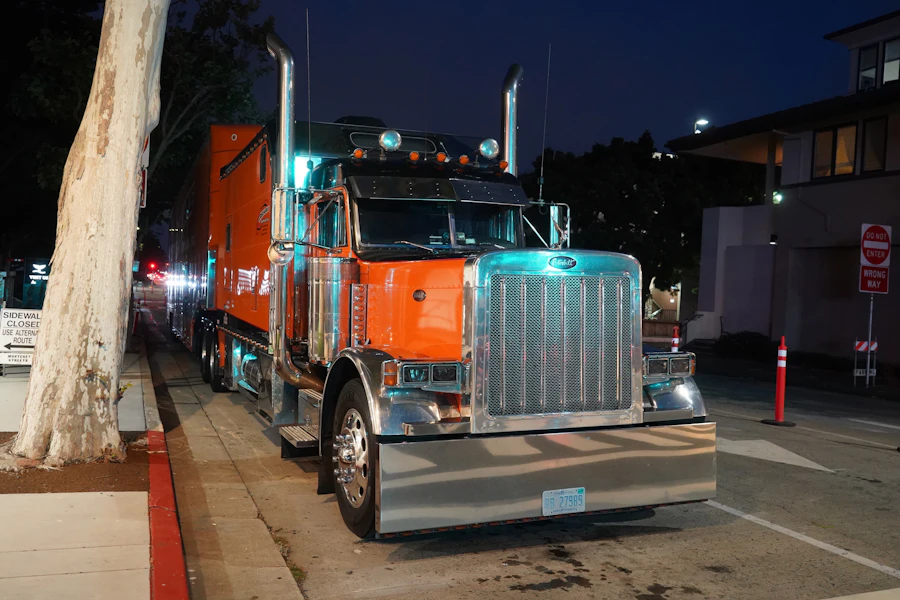 Parked freight lorry with no people present