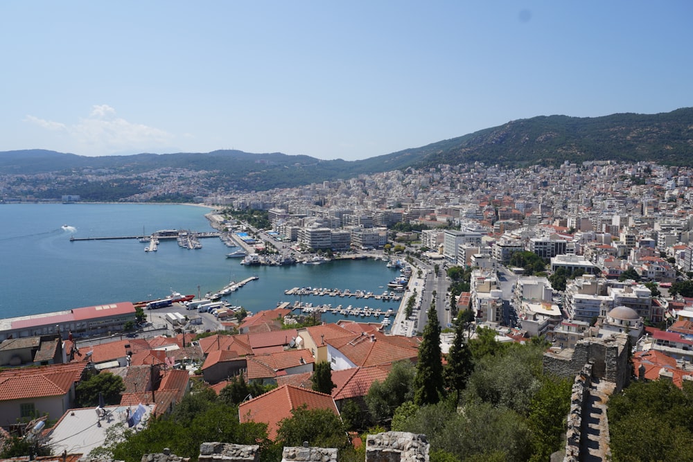 a large body of water surrounded by a city