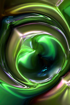Close-up of a sleek aluminium metal poster featuring a vibrant abstract design with metallic sheen.