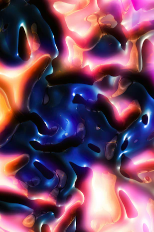 Abstract flowing shapes blending into a vibrant digital canvas symbolizing creativity and transformation.