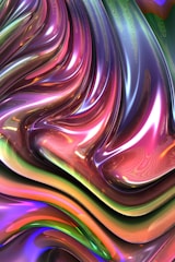 Close-up of a swirling blue and gold fluid acrylic coaster with glossy finish.