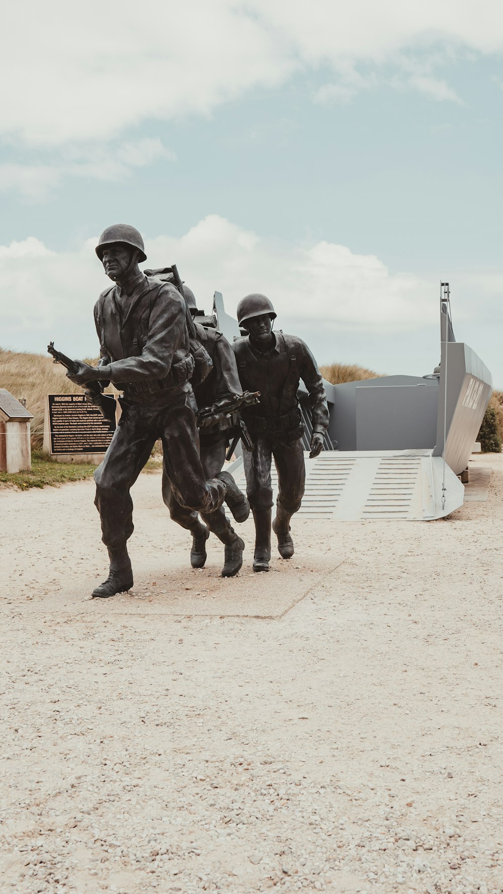 a group of men in military uniforms running