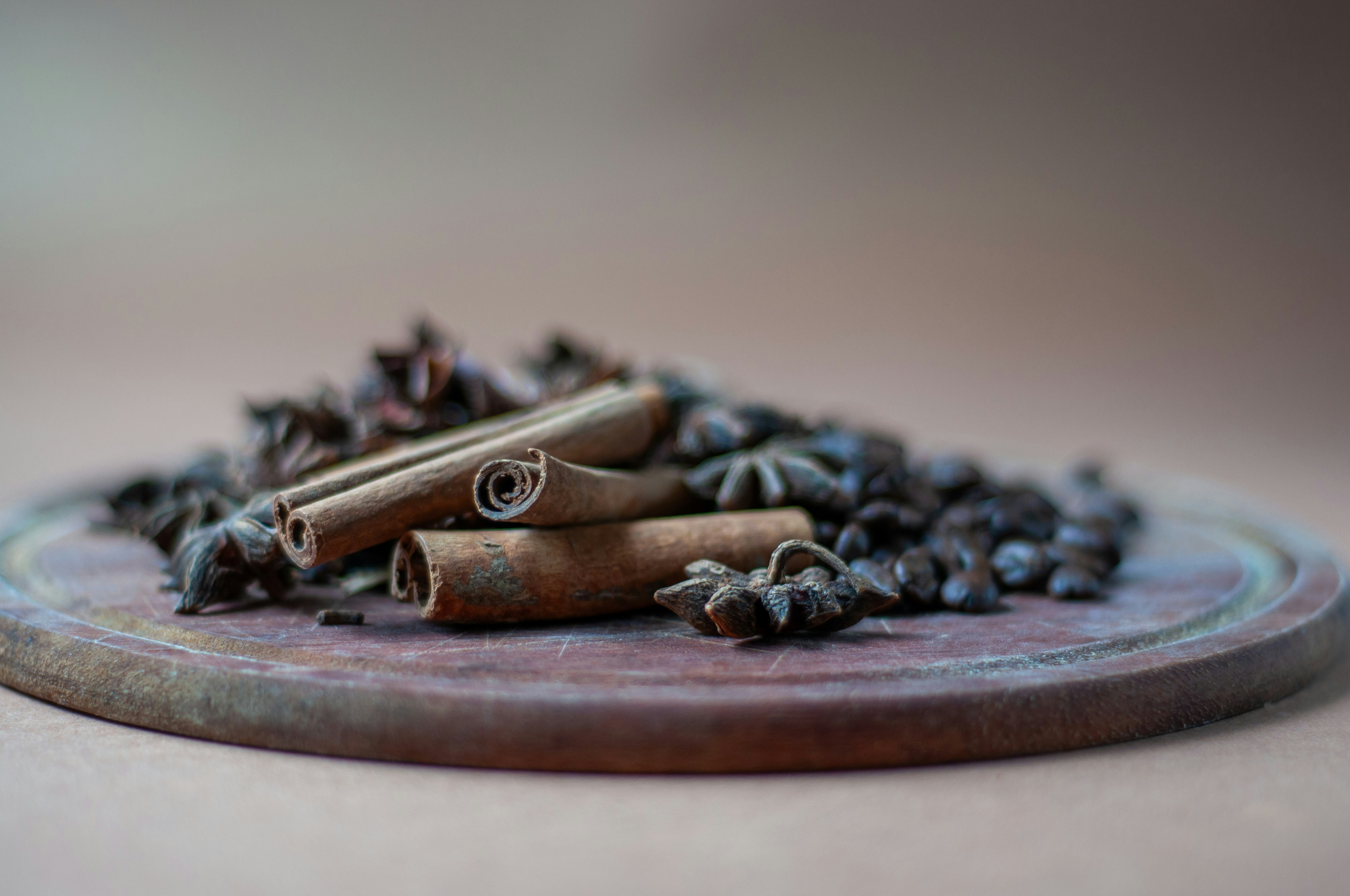 a pile of cinnamon sticks sitting on top of a plate
