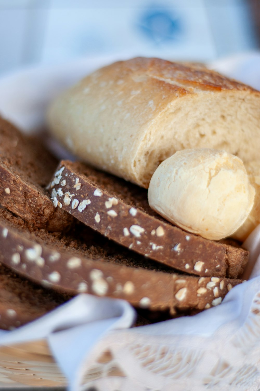 a close up of a plate of bread