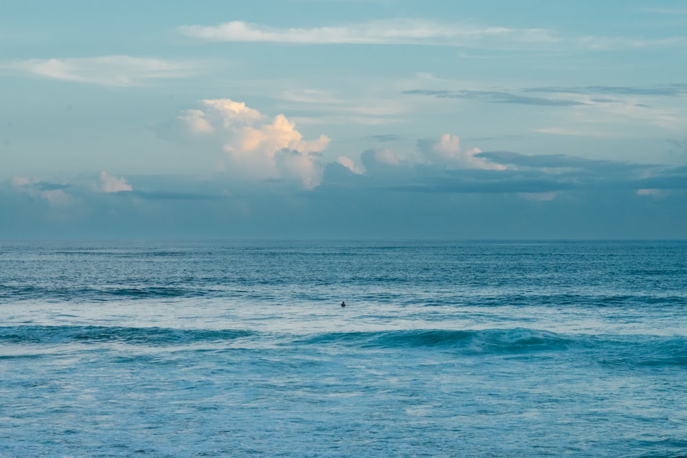 a large body of water sitting under a cloudy sky