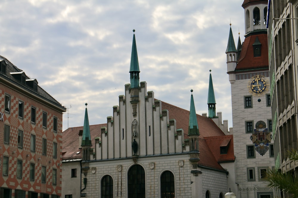 a large building with a clock on the front of it