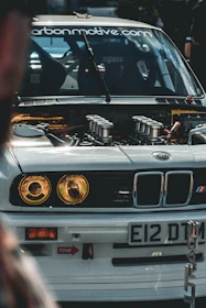 Toyota offroad vehicle showing the BMW engine adapter plate in detail.