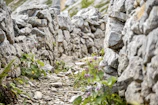 Pathway winding through the tranquil hamlet, framed by stone walls and wildflowers.