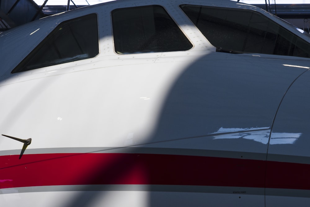 a close up of the nose of an airplane