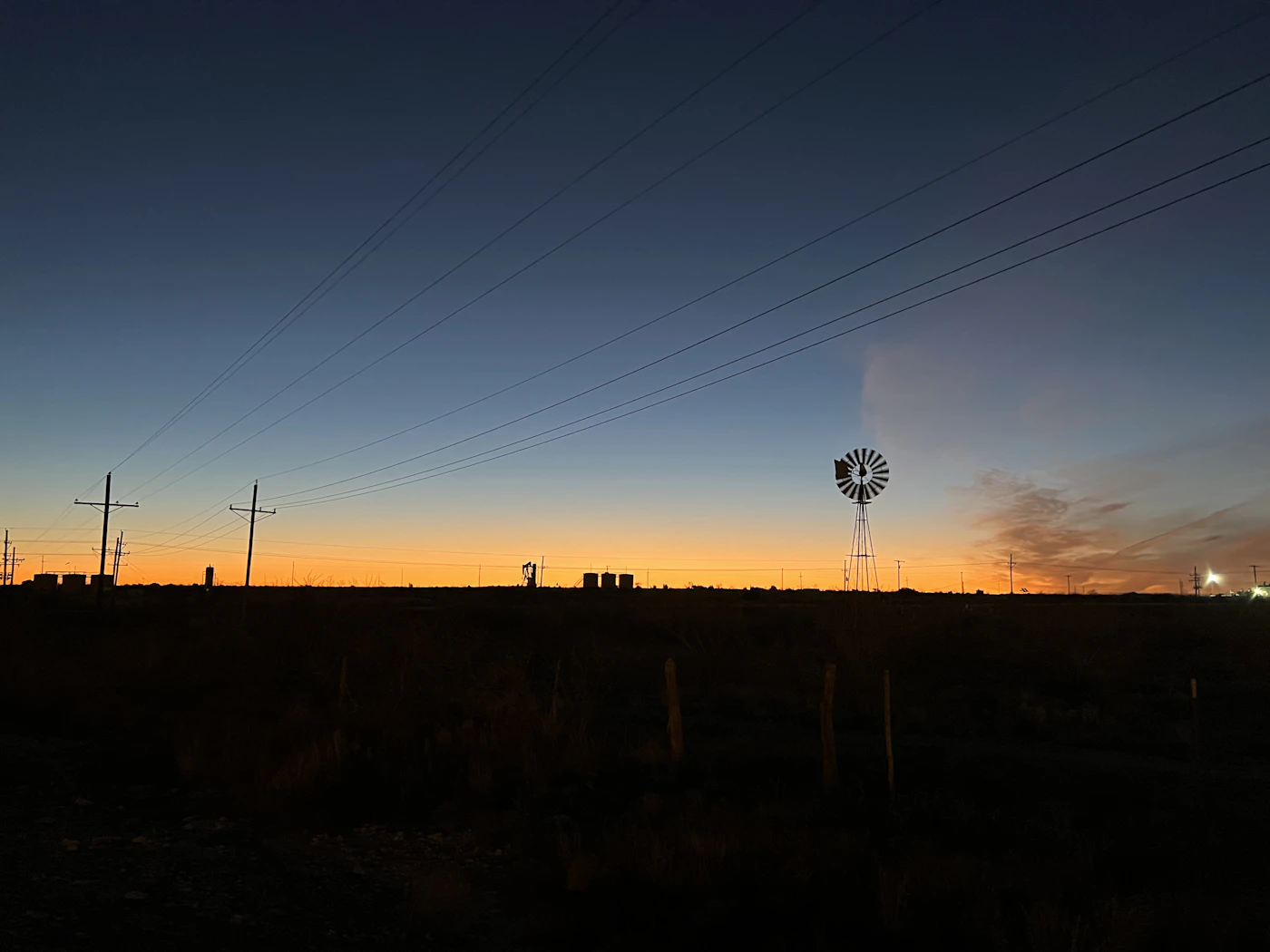 West Texas energy field at sunrise