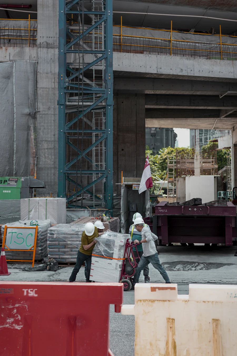 Crew working on an active build