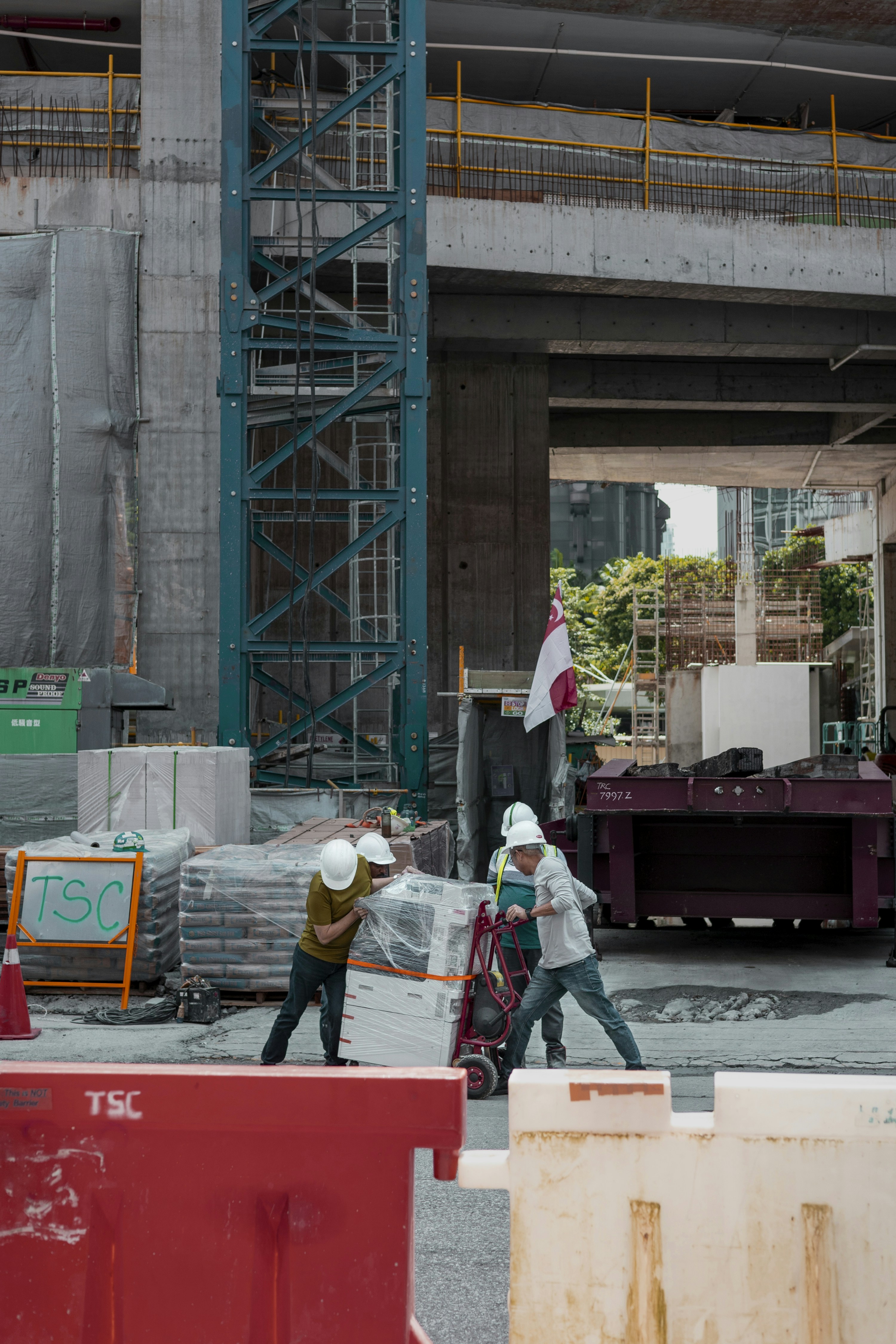 a group of people working on a construction site