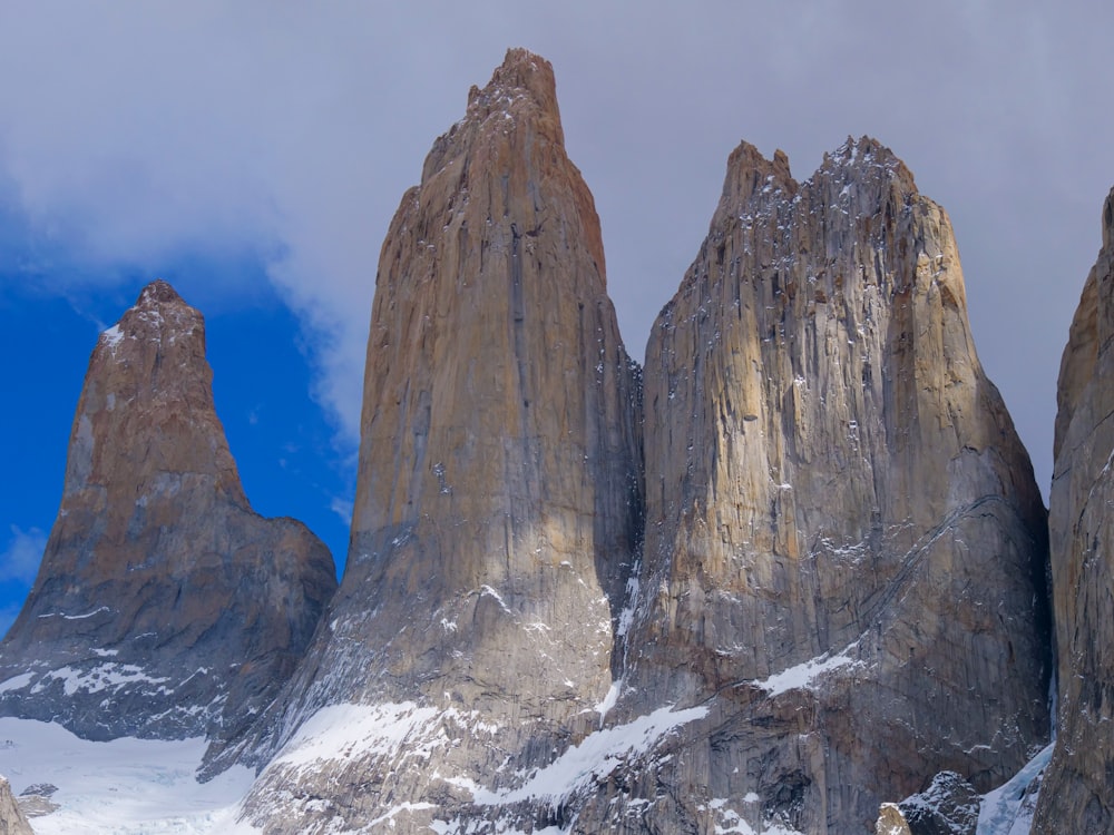 a group of tall mountains covered in snow