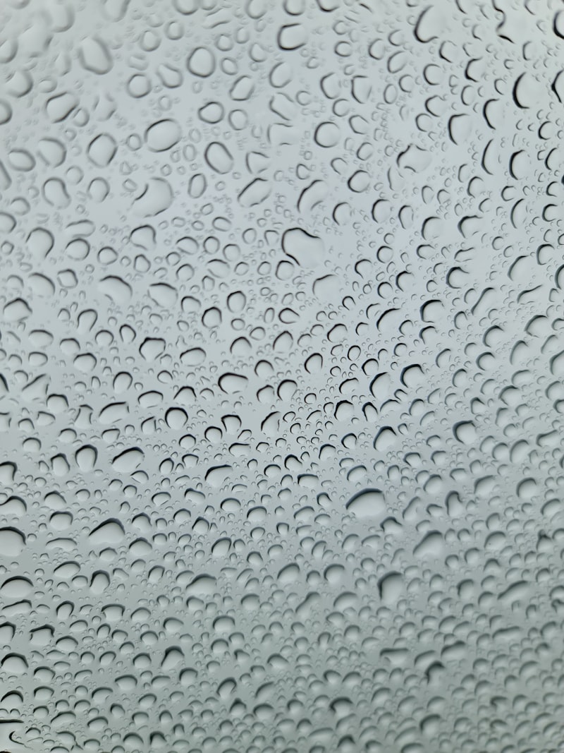 Rain droplets scattered across a window, forming a soft pattern