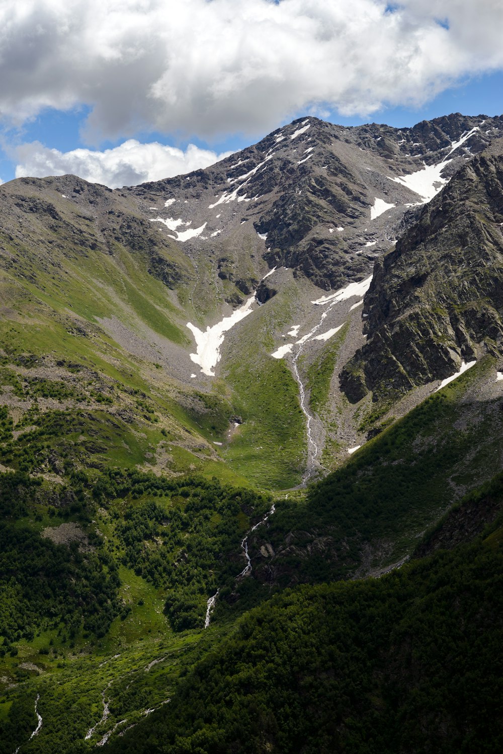 a view of a mountain range with a river running through it