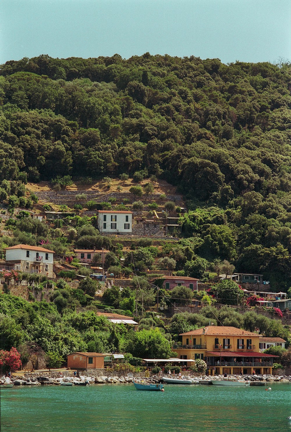 a house on a hill overlooking a body of water