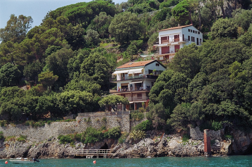 a house on a hill overlooking a body of water