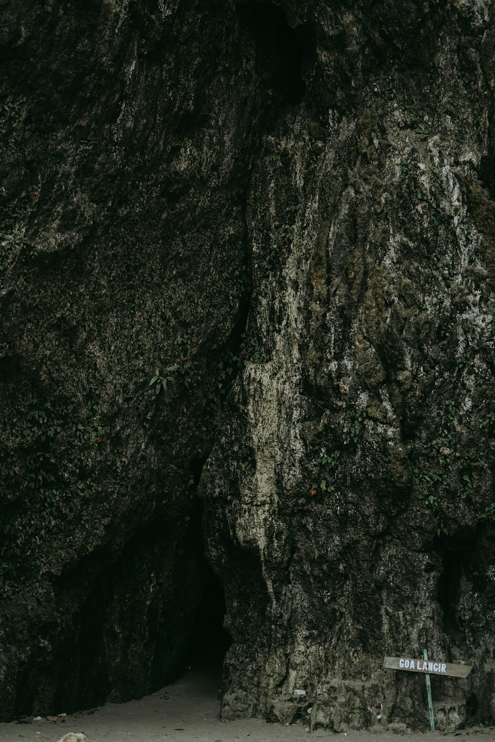 a person standing in front of a large rock formation