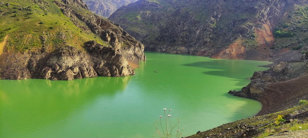 a large body of water surrounded by mountains