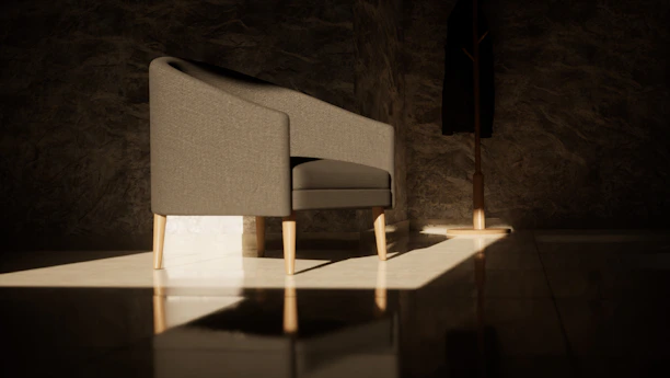 A cozy, minimalist hoodie draped over a modern chair, showcasing fine stitching and a muted color palette.