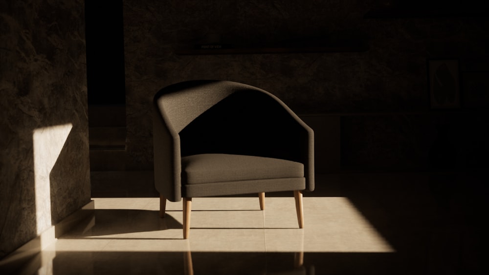 a chair sitting in the middle of a room