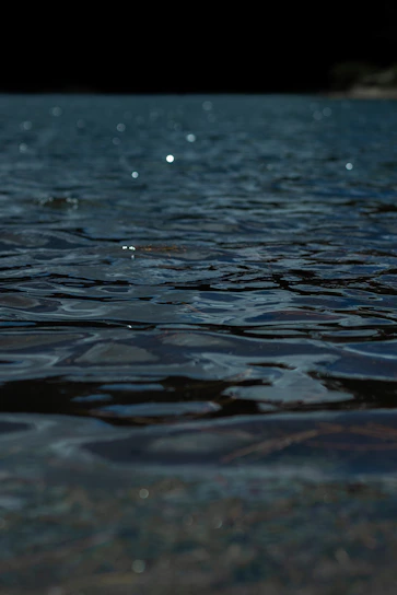 A serene close-up of gentle water ripples reflecting soft morning light, symbolizing calm energy flow.