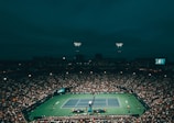 A stunning view of a tennis match in progress.