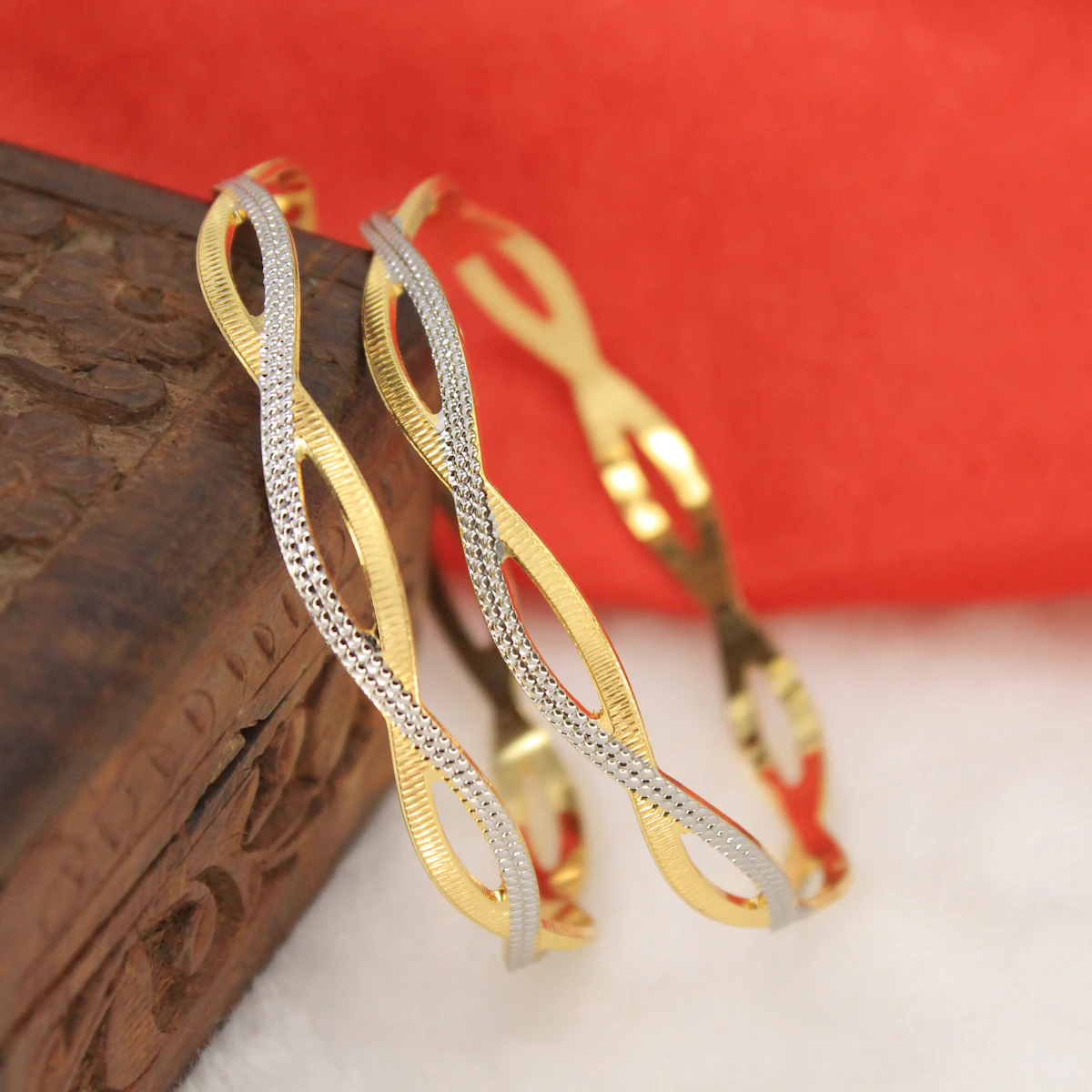 Twisted Gold-Plated Bangle Pair alternate view