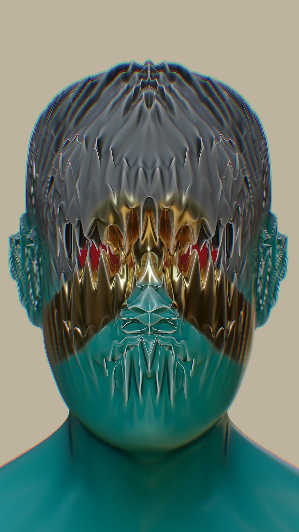 a computer generated image of a man's face and neck