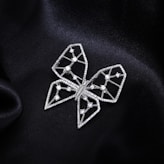 a close up of a brooch on a black cloth