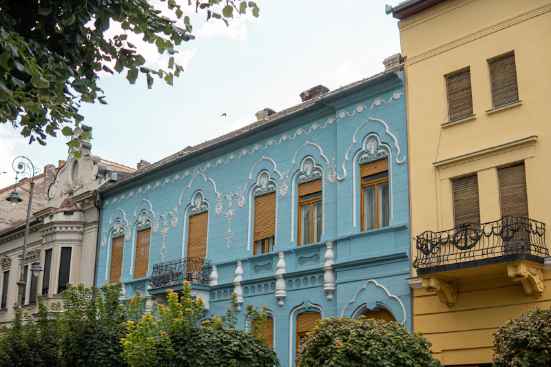City building with balconies