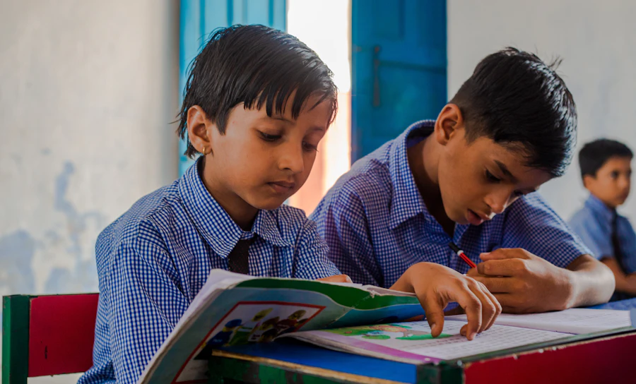 Vidyodaya Academy students studying together at a desk
