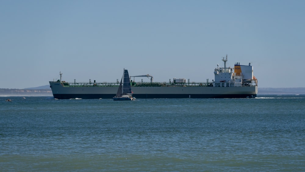 a large ship in the middle of the ocean