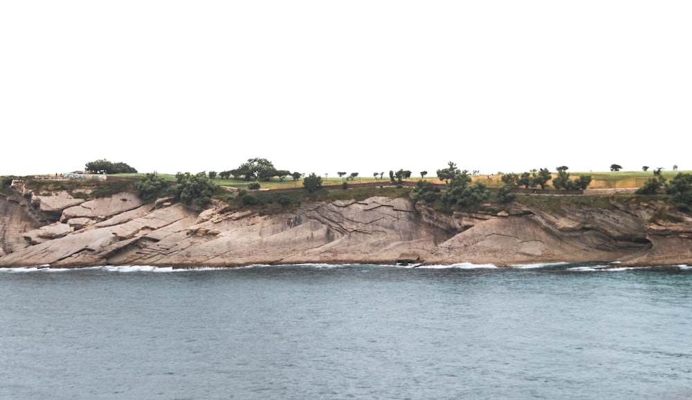 a large body of water next to a cliff