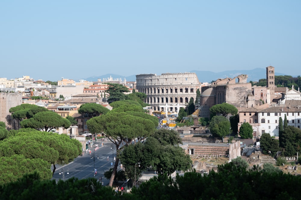 a view of the city of rome from the top of a hill
