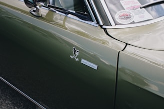a close up of a car with a sticker on it